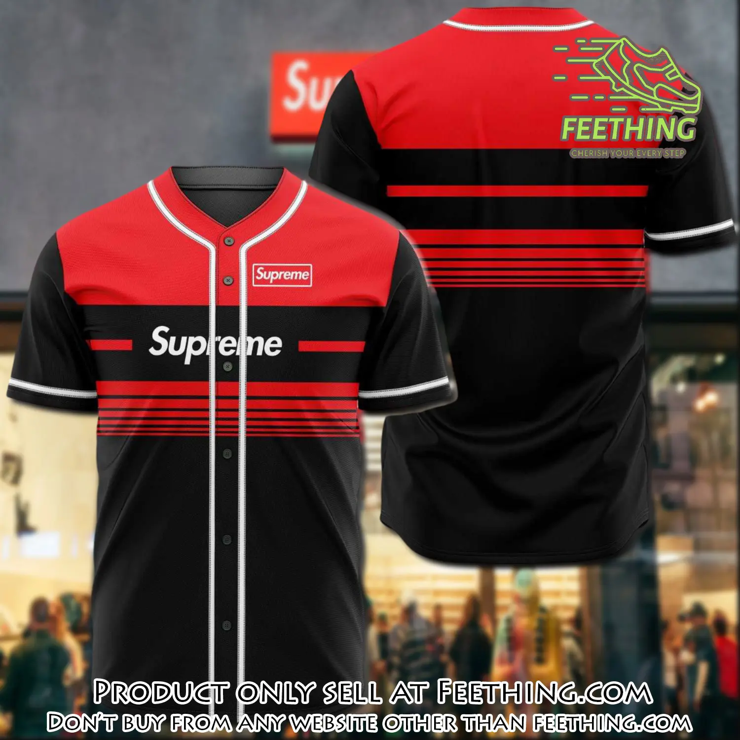 Supreme black red baseball jersey shirt luxury bjs1239 ft3223031